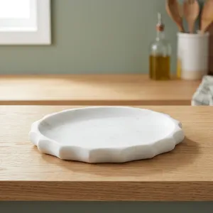 Round Marble Storage <b>Tray</b> Minimalist Design Durable Tabletop Accessory For Bathroom Indoor Use - Product Image 3