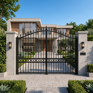 Puerta moderna de acero con recubrimiento en polvo, 5000 mm x 3000 mm, diseño tradicional de puerta batiente, valla para exteriores. - Product Image 6