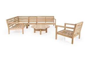 Ensemble de canapés de patio en teck haut de gamme Ohio avec sièges confortables - Product Image 2