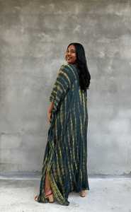 Robe Kaftan Tie-Dye Verte pour Plage, Vacances, Croisière, Fête au Bord de la Piscine, Tenue de Détente à Domicile – Options de Longueur - Product Image 2