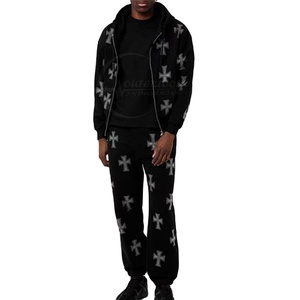 Chándal de diamantes de imitación lavado con ácido para hombre de gran calidad para correr logotipo personalizado ropa informal para hombre con diamantes de imitación lavado con ácido - Product Image 1