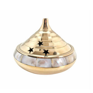 Exquisito Porta Incienso de Latón y Perlas para Spa y Bienestar - Product Image 3