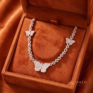 Collier pendentif papillon en moissanite plaqué or rose, bijoux de mode, collier à fine chaîne, New York City, look élégant et chic pour femmes - Product Image 5