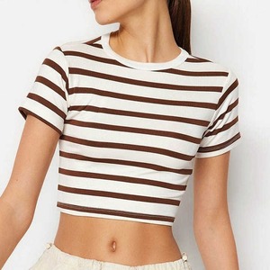 T-shirts courts unis et respirants pour femme 2025, effet délavé, avec logo personnalisé, vente en gros - Product Image 2