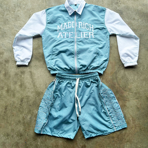<b>Mens</b> Custom Breathable Hooded Nylon Windbreaker <b>Tracksuit</b> Set Two Piece <b>Shorts</b> Outfit Summer Sportswear Streetwear - Product Image 6