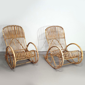 Sillón reclinable de ratán de diseño moderno, conjunto de sillas mecedoras de alta calidad hechas a mano. - Product Image 1