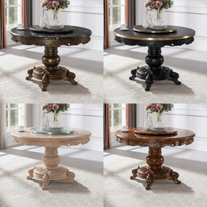 Tavolo da Pranzo Rotondo di Lusso con <span class=keywords><strong>Lazy</strong></span> <span class=keywords><strong>Susan</strong></span>, per Hotel e Ristoranti, in Legno Massello e Marmo, Arredamento su Misura OEM - Product Image 5