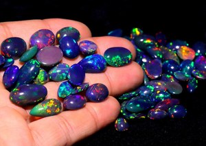 Natural Ethiopian Black <b>Opal</b> Cabochon 5-7mm Welo Fire <b>Opal</b> Loose Gemstone Jewelry Making Wholesale Bulk Supply - Product Image 4