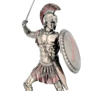 Veronese Design-Spartaanse Krijger Met Zwaard En Hopliet Schild (Mbz + Kleur)-Koud Gegoten Brons-Oem Beschikbaar