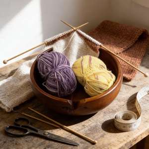 Bol à fil rond en bois, distributeur de fil fait main pour les passionnés de tricot, de crochet et de travaux d'aiguille - Product Image 5