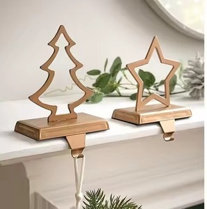 Metal <b>Christmas</b> Tree and Star <b>Stocking</b> Hooks for Holiday Decoration - Product Image 1