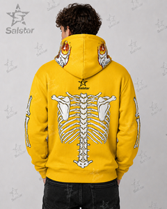 Sudadera con Capucha Amarilla para Hombre Salstar, con Cierre y Estampado de Esqueleto, Chaqueta Casual de Forro Polar para Otoño - Product Image 2