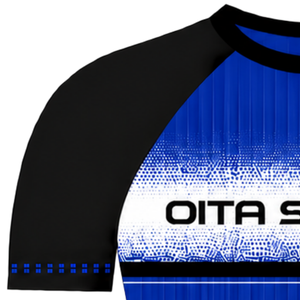 Maillot de sport bleu roi et noir à manches courtes raglan, col rond, respirant, pour entraînement et uniforme d'équipe - Product Image 3