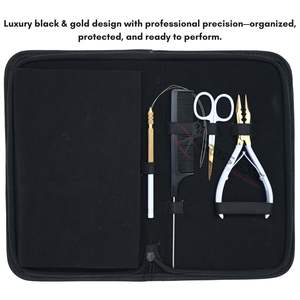 Kit d'outils professionnels pour extensions de cheveux avec pince à micro-anneaux à 3 trous, enfile-fils et aiguilles à coudre courbées pour salon - Product Image 5