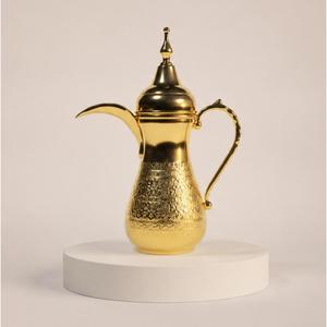 Luxury Design Gold Plated Arabic Dallah Coffee <b>Pot</b> Traditional Handcrafted Brass Middle Eastern Teapot for Ramadan and Eid Gift - Product Image 2