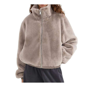 2026 Best Selling Custom Color Women's Woven Zipper Sherpa Autumn Breathable Winter Warm Fleece Bomber <b>Jacket</b> Casual Oversized - Product Image 1