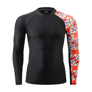 <b>Mens</b> Full Sleeve Rash Guard Black With Red Dragon Print Quick Dry <b>Compression</b> <b>Shirt</b> Adult Size - Product Image 1