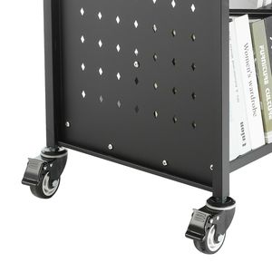 Carrello Porta Libri con Ruote, Capacità 150 kg, Dimensioni 97 x 51.6 x 122.5 cm, Scaffali Metallici a Doppio Lato a Forma di W, Altezza 7.6 cm - Product Image 4