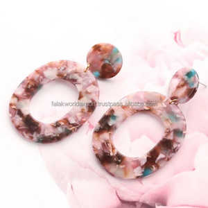 New Most Popular Resin <b>Hoop</b> <b>Earrings</b> <b>Fashion</b> Geometric Round Shaped Resin Elegant <b>Earrings</b> for Women Jewelry And Accessories FWE - Product Image 5