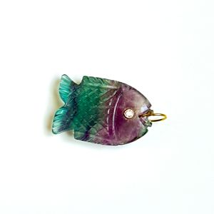 Colgante de Pez de Fluorita Arcoíris Natural, Plata 925, Hecho a Mano, Amuleto de Pez con Gema, Collar con Cristal Curativo Tallado a Mano, Joyería al por Mayor - Product Image 5
