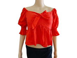 เสื้อผู้หญิงสไตล์วินเทจคุณภาพสูง ผ้าฝ้ายทอ 100% คอวี ลายพิมพ์ดอกไม้เรขาคณิต ทรงหลวม แขนสั้น ย้อมสีพื้น สำหรับฤดูร้อน - Product Image 6