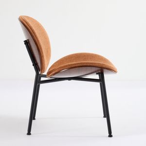 Poltrona Moderna Stile Mid-Century con Seduta Singola in Tessuto Arancione, Finitura Noce e Schienale Confortevole per Soggiorno - Product Image 6
