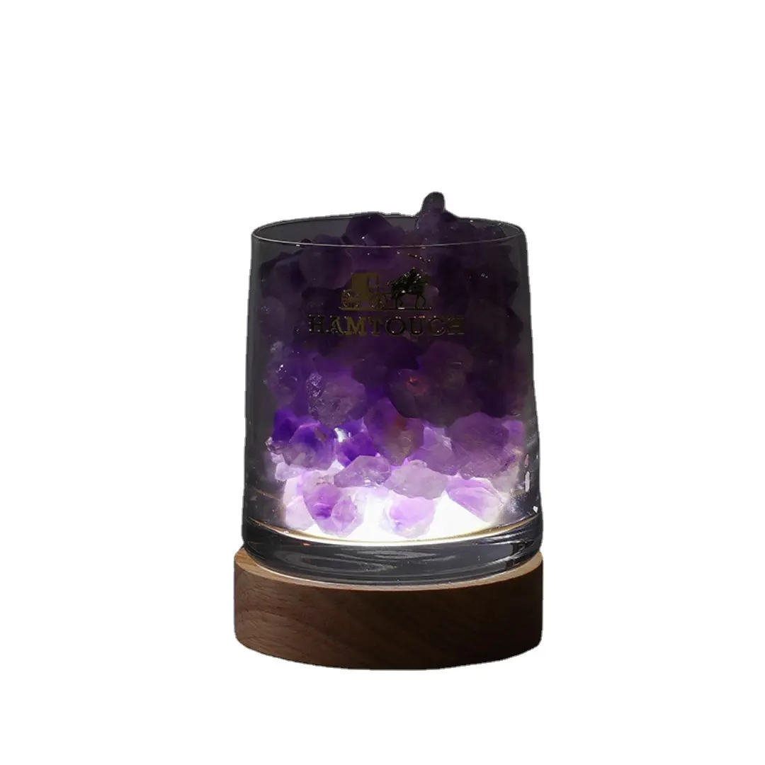 Lâmpada difusora de aroma elétrica de cristal ametista com logotipo personalizado para difusor de óleo essencial