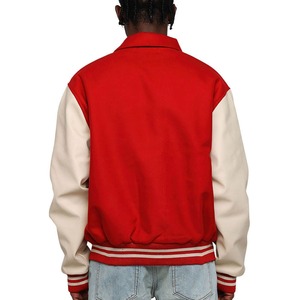 Customize Logo Red Varsity <b>Jackets</b> Wool Body Genuine Leather Sleeves Winter Wear <b>Smart</b> and Stylish Men's <b>Jacket</b> - Product Image 3