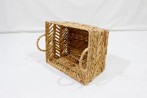 Rustic Rectangular <b>Water</b> <b>Hyacinth</b> <b>Storage</b> <b>Basket</b> With Handles Multi-Purpose Organizer - Product Image 3