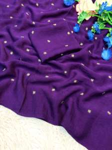 Sari Fancy Crush avec motif Butti brodé à la main, design ajouré, ensemble de chemisier non cousu pour femme - Product Image 5