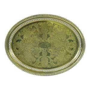 Plateau de service rond décoratif en laiton, idéal pour les temples, les salles de méditation et les environnements spirituels - Product Image 5