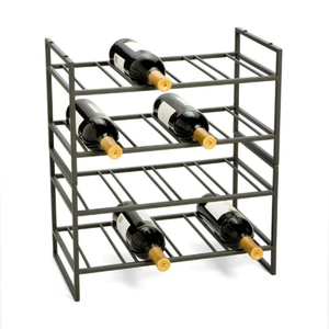 Modern Stylish Black Wrought Iron Wine Rack Holder <b>Freestanding</b> Decorative Metal Wire Wine Storage Display Stand For Home & <b>Bar</b> - Product Image 3