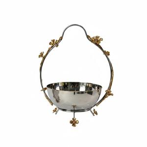 Bol de service en acier inoxydable écologique avec poignée dorée, design classique, pour mariage, fête, service alimentaire, accessoire décoratif durable - Product Image 2
