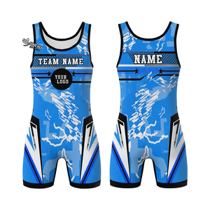 ชุดนักมวยปล้ำชายแบบไฮคัท สีน้ำเงิน น้ำหนักเบา สำหรับฝึกซ้อมและการแข่งขัน - Product Image 4