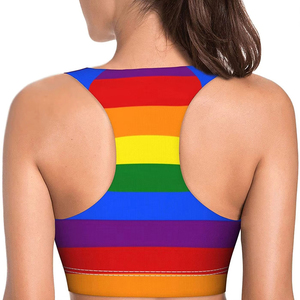Soutien-gorge de sport dos nageur en maille unie pour femme, col en U, maintien élevé, respirant, avec logo frontal, idéal pour le yoga et l'entraînement - Product Image 4