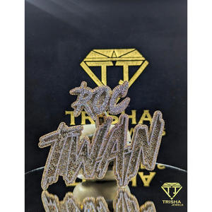 <b>Custom</b> "TWAN" <b>Name</b> Pendant VVS Moissanite Diamond Fully Iced Out 925 Sterling Silver Hip Hop <b>Necklace</b> By Trisha Jewels - Product Image 1