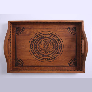 Plateau de service en bois fait main, finition rustique à grain naturel, pour hôtel, maison, cuisine, table basse, décoration, vente en gros - Product Image 2