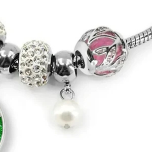   Bracelet pour femme fabriqué en 1986, élégant, couleur vert et argent, bijou à breloques, accessoire de mode pour poignet, inspiré des sororités, qualité supérieure - Product Image 5