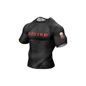 High Quality Unisex Sublimation Printed Breathable Quick Dry 180g Rash Guard Shorts Set Short <b>Sleeve</b> Compression Fit for BJJ MMA - Product Image 4