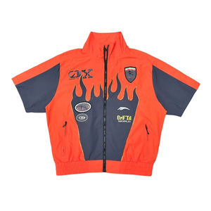 Graphics Men's Sporty Hooded Track Jacket and Shorts <b>Set</b> Orange Gray Leopard Print Breathable Acid Wash Quick Dry Spring Wear - Product Image 2
