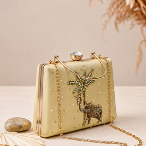 Pochette élégante ornée de palmiers et d'éléphants majestueux pour femme – Idéale pour les soirées et les occasions festives - Product Image 4