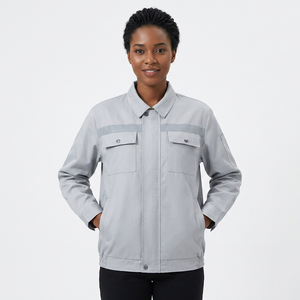 Chemise-veste de travail en toile gris clair pour homme, poches poitrine, col rabattable, à capuche, imperméable, séchage rapide, respirante, style hiver - Product Image 2