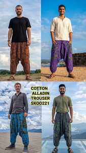 Bohemian Cotton Aladdin <b>Trouser</b> Women Casual <b>Harem</b> Pants Hippie Boho Baggy Pants Loose Fit Elastic Waist Summer Yoga Jogger Pant - Product Image 6