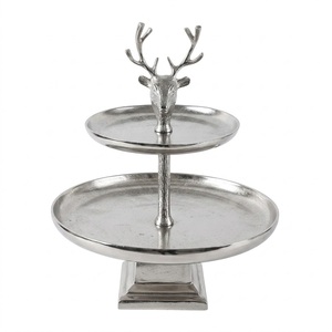 Soporte de Pastel de Dos Niveles Plateado en Metal, Decorativo, Ideal para Bodas y Cualquier Evento, Precio al por Mayor - Product Image 3