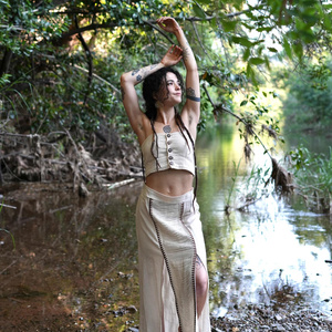 Top Corto de Algodón Estilo Boho para Festivales con Botones de Coco, Ligero, Transpirable, Ropa de Verano, Ropa de Playa, Goa para Mujer - Product Image 3