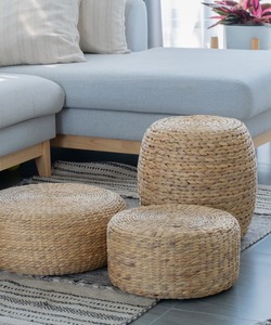 Pouf en jonc de mer tressé naturel de haute qualité avec coussin, fabriqué par KingCraftViet – Meilleure vente - Product Image 3