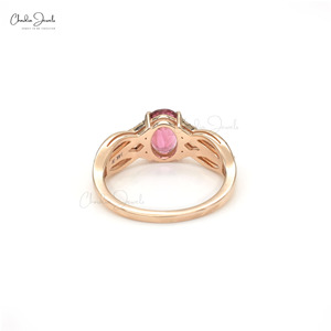 แหวนทองคำแท้ 14K ดีไซน์สวยงาม ประดับพลอยทัวร์มาลีนสีชมพู 1.28 กะรัต และเพชร แหวนคุณภาพสูงสำหรับงานแต่งงาน - Product Image 6