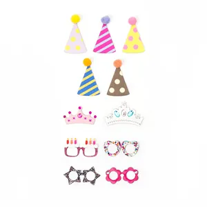 [7] Diy Scrapbooking Op Maat Gemaakte Stickers 3d Verjaardagshoeden Voor Feestdecoratie