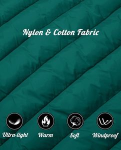 Women's Green Quilted Jacket Stand Collar <b>Full</b> Sleeve Zipper Closure Solid Color Regular <b>Length</b> Casual <b>Coat</b> - Product Image 6