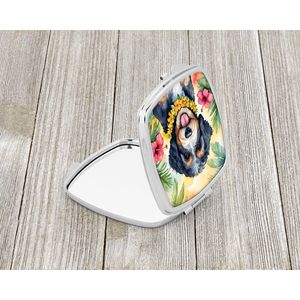 Bernedoodle Luau <b>Compact</b> Travel Makeup <b>Mirror</b> Folding Handheld Design with Decorative Pocket Gift for Women and Girls - Product Image 2